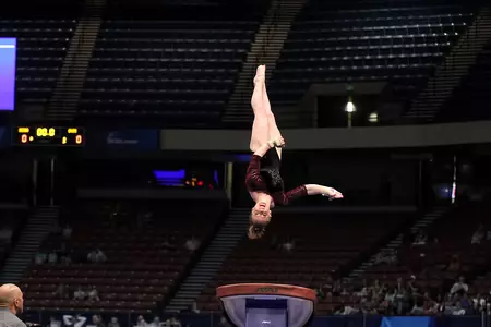 Lindsay Mable won the 2014 Big Ten all-around title with a school-record 39.650 score.