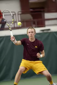 Senior Eric Frueh played two three-set matches Friday.