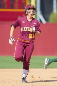 Kaitlyn Richardson got the Gophers on the board in Game 1 with a solo home run.