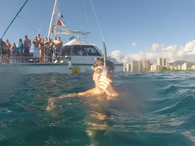 Sophomore Ian Gordon snorkling