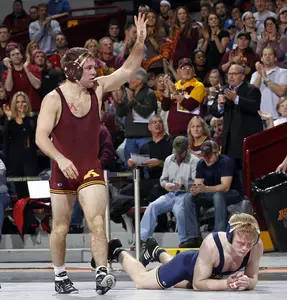 A major decision by No. 4 Nick Dardanes in the dual's second match provided a critical bonus point for Minnesota in the Gophers' 17-16 win over Penn State.
