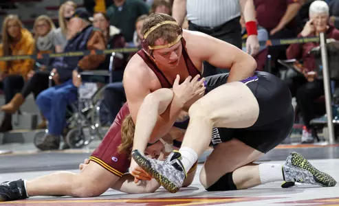 No. 13 Michael Kroells will look to improve his career record to 4-0 against NDSU's No. 15 Evan Knuston on Sunday