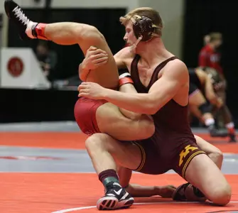 In his Big Ten Championships debut, Brett Pfarr will wrestle for the conference title at 184 on Sunday afternoon.
