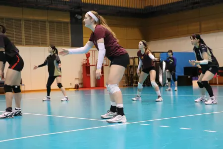 Margaret Eggert practicing with Japanese University Team during the Gophers' March trip to Japan