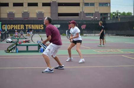 Coach Merzbacher and daughter Caitlyn competing together