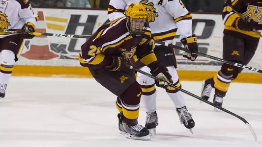 6 Oct 18:  The University of Minnesota Golden Gophers play against the University of Minnesota Duluth Bulldogs in a non-conference matchup at AMSOIL Arena in Duluth, MN.