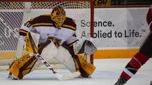 20 Oct 18: The University of Minnesota Golden Gophers host the St. Lawrence University Saints in a non-conference matchup at 3M Arena at Mariucci in Minneapolis, MN. Photo: Jim Rosvold/University of Minnesota