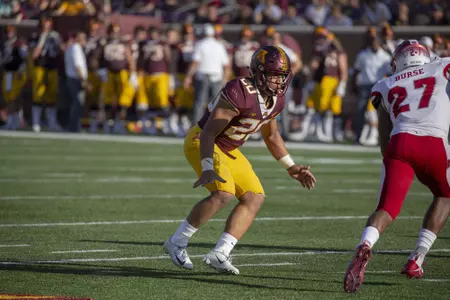 15 Sep 18: The University of Minnesota Golden Gophers host the Miami (Ohio) University Redhawks in a non-conference matchup at TCF Bank Stadium in Minneapolis, MN.