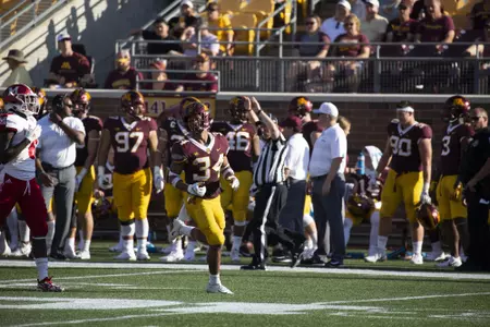 15 Sep 18: The University of Minnesota Golden Gophers host the Miami (Ohio) University Redhawks in a non-conference matchup at TCF Bank Stadium in Minneapolis, MN.