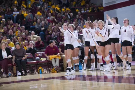 2017 - University of Minnesota Gopher Volleyball hosts Penn State on Senior Night.
 -- Copyright Christopher Mitchell / SportShotPhoto.com