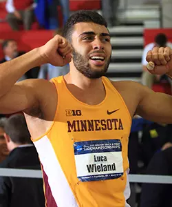 The University of Minnesota men's and women's Track and Field team compete on the first day of the 2015 NCAA Indoor Track and Field Championship. Fayetteville, AR. March 13-14, 2015
