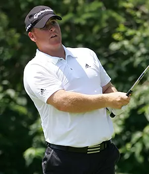 CINCINNATI - JULY 17: Justin Smith watches his shot during the third round of the Chiquita Classic held at TPC River's Bend on July 17, 2010 in Cincinnati, Ohio. (Photo by Michael Cohen/Getty Images) *** Local Caption *** Justin Smith
