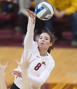 2016 - #2 University of Minnesota Gopher Volleyball hosts #3 Wisconsin. Gophers win 3-2 on senior night.
-- Copyright Christopher Mitchell / SportShotPhoto.com