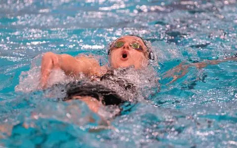 Rodriguez Rivero Paula swimming in the Women 200 Yard Backstroke. 
The University of Minnesota Swimming team competing in the Big Ten Women's Swimming and Diving Championships Saturday, Feb. 19, 2022 at the Soderholm Family Aquatic Center on the University of Wisconsin Campus.   Photo Steve Apps