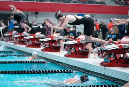 Summit Maggie swimming in the Women 400 Yard Freestyle Relay. 
The University of Minnesota Swimming team competing in the Big Ten Women's Swimming and Diving Championships Saturday, Feb. 19, 2022 at the Soderholm Family Aquatic Center on the University of Wisconsin Campus.   Photo Steve Apps