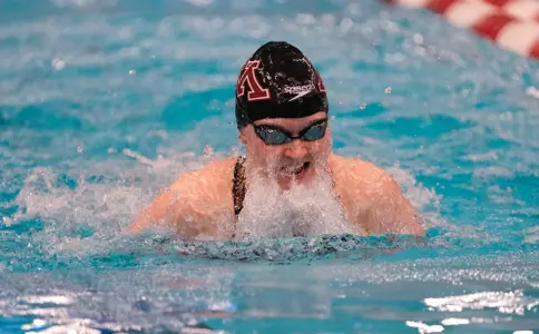 Lezer Emma Swimming in the Women 200 Yard Breaststroke. 
The University of Minnesota Swimming team competing in the Big Ten Women's Swimming and Diving Championships Saturday, Feb. 19, 2022 at the Soderholm Family Aquatic Center on the University of Wisconsin Campus.   Photo Steve Apps