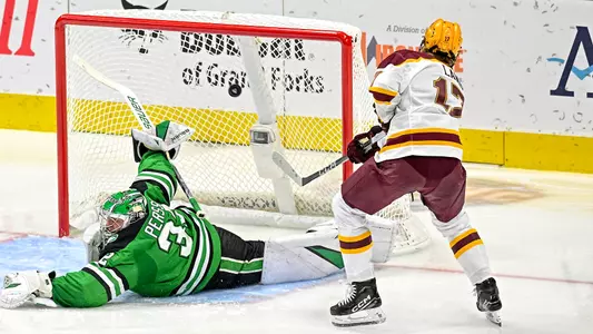 An NCAA men's college hockey game between the University of Minnesota Golden Gophers and the University of North Dakota Fighting Hawks at Ralph Engelstad Arena in Grand Forks on Friday, October 20, 2023.  Photo by Russell Hons