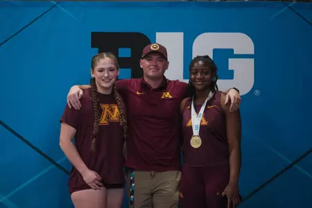 hadley streit, peter miller and anthonett nabwe on the big ten podium in 2025