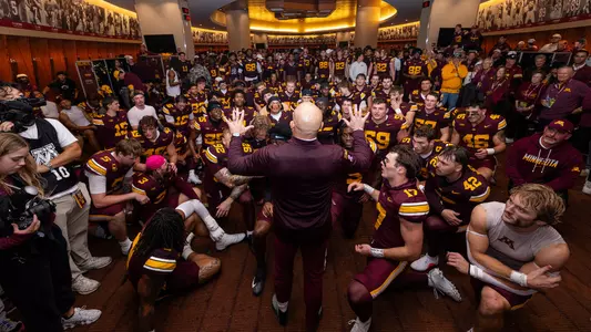 Fleck,. Team, Locker Room, Win, Michigan