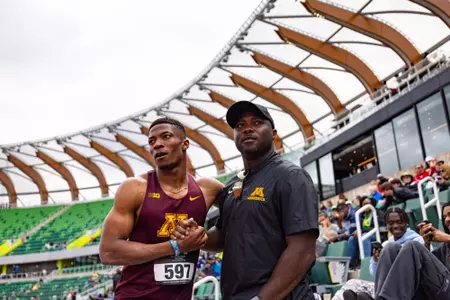 charles godfred and ibrahim kabia at the 2025 big ten outdoor championships at Hayward Field