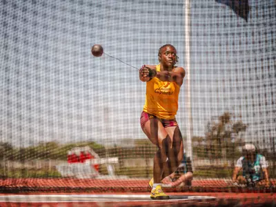 anthonett nabwe throwing the hammer throw at the big ten outdoor championships in 2026