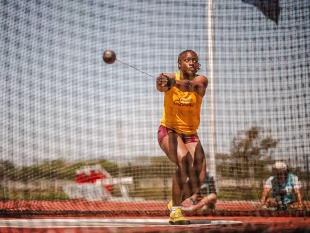 anthonett nabwe throwing the hammer throw at the big ten outdoor championships in 2026
