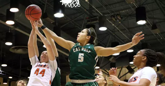 Defensive Effort, Gilbert Double-Double Lead Cal Poly to 61-47 Road Win Image