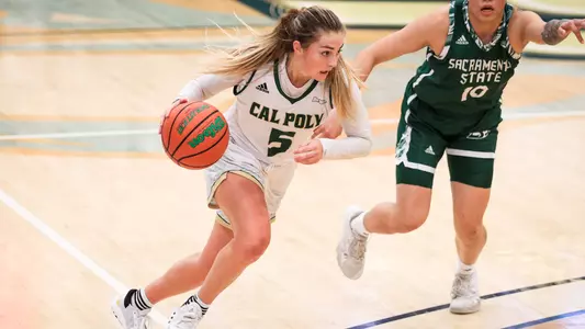 Malia Holt, Cal Poly Basketball vs Sacramento State at Mott Athletics Center (Photo by Owen Main 11/20/19 ©)