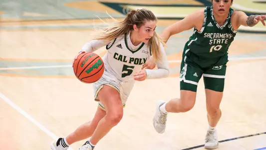 Cal Poly's Malia Holt vs. Sacramento State (Photo by Owen Main)