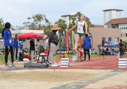 Caice Lanovaz in the long jump at the Big West Finals (Photo by Lloyd Sicard)