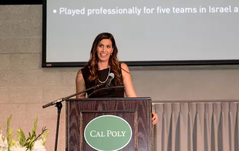 Cal Poly Coach Kristina Santiago Bennett at her Hall of Fame induction