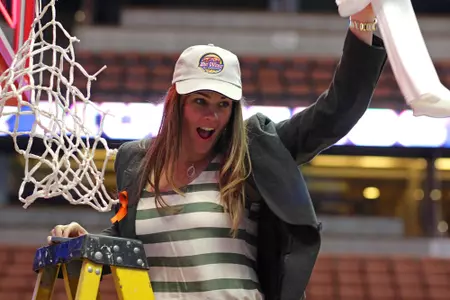 Cal Poly associate head coach Kari Duperron (Photo by Owen Main)