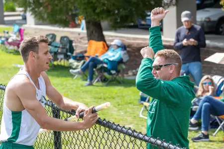 Coach Pickett with Matt Hunt at the Cal Poly 2019 Share SLO Invitational (Photo by Owen Main ©)