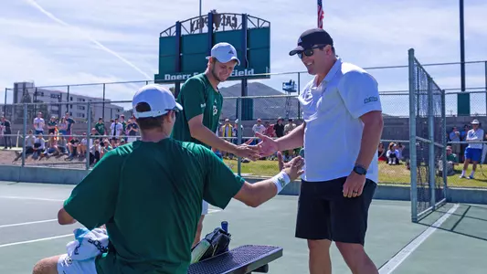 Coach Carless and Cal Poly Men's Tennis vs. UCSB (Photo by Alexander Bohlen ©)