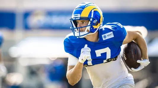 J.J. Koski runs a passing route with the Rams.