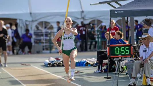 Cal Poly's Brooke Tjerrild makes her approach down the pole vault runway at the 2019 NCAA Prelims.