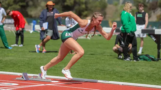 Cal Poly's Julianna Ruotolo gets out of the starting blocks (Photo by Owen Main ©)