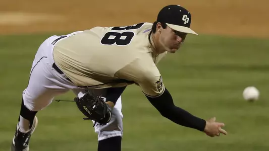 Bryce Warrecker throws a pitch.