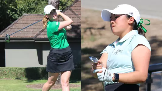 Caroline Cantlay and Vanessa Wang watch their drives.