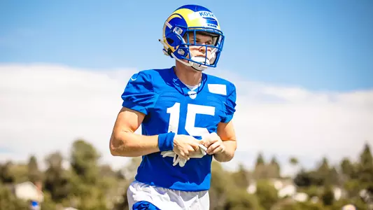 Wide Receiver J.J. Koski of the Los Angeles Rams practices during training camp on Aug. 13, 2020 in Thousand Oaks. (Sarah Snyder / LA Rams)