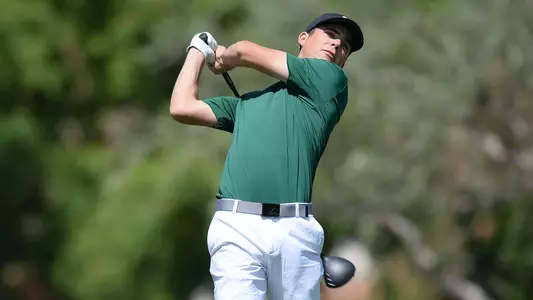 Joey Zambri with a drive at Big West finals.