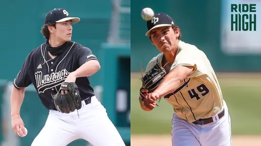 Bryan Woo and Andrew Alvarez deliver pitches.