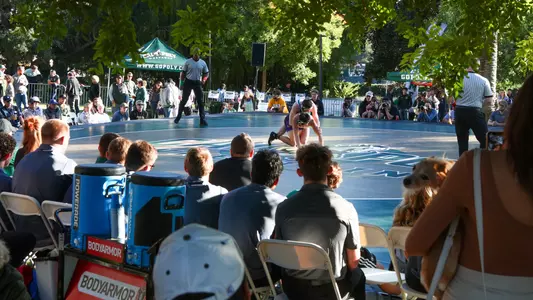 Cal Poly wrestling outdoors vs. San Francisco State