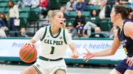 Cal Poly Womenâ??s Basketball hosted UC Santa Cruz for an exhibition at Mott Athletics Center in San Luis Obispo, CA 11/4/22  Photo by Owen Main