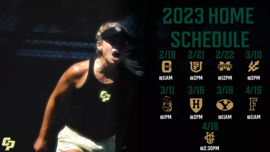 Cal Poly Women's Tennis 2023 Home Schedule Graphic