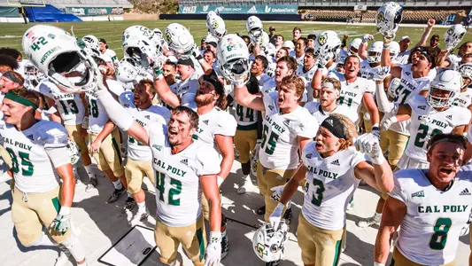 Cal Poly celebrates football victory over San Diego.