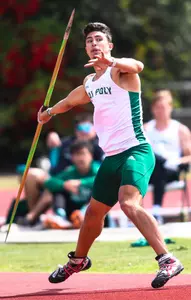 Dylan Bouzigues throws the javelin