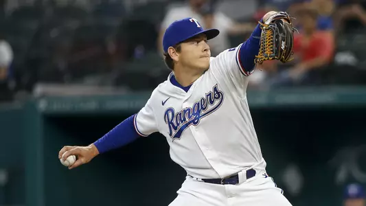 Spencer Howard throws a pitch for the Texas Rangers.