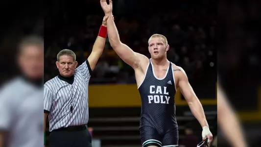 Trevor Tinker's 10-2 victory in the final bout lifted Cal Poly to a 19-18 win over Arizona State.