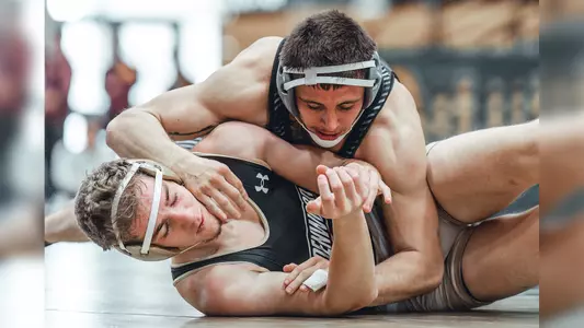 Jarad Priest works for near-fall points against Lindenwood.